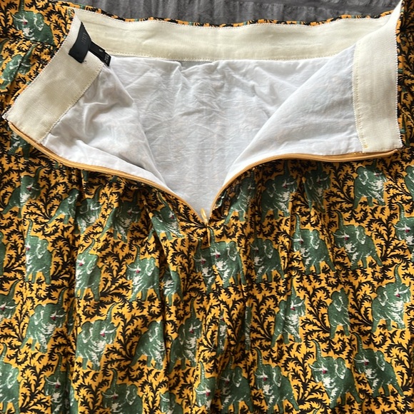 J. Crew Elephant Print Green Yellow and Black Cotton Skirt Womens Sz 16 - Picture 10 of 15